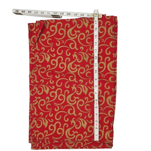 Set 8 Red Gold Damask Placemat Tablewear Marsha Blanke Holiday Canvas Fabric 18" - Picture 7 of 8
